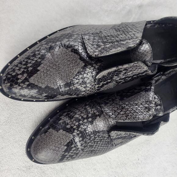NEW Freda Salvador D'Orsay Loafers Embossed Snakeskin Leather Side Cut Flats | 7 - Picture 9 of 15